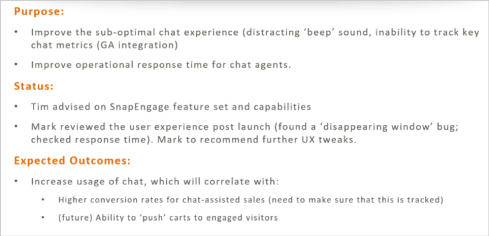 Example digital product roadmap expected outcomes