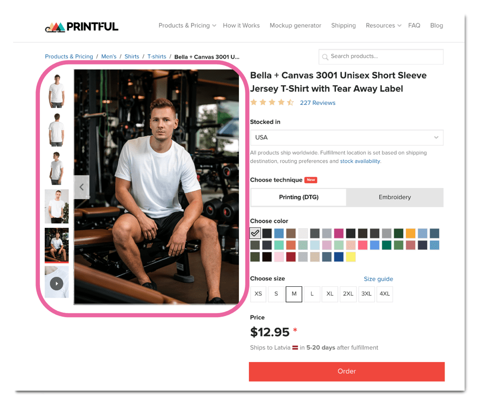 Printful product description example